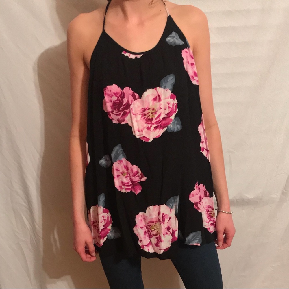 S flowy dress/tank/cover up with bold florals